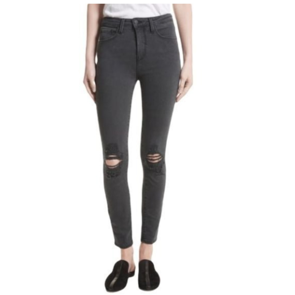 L’agence NWOT Coal Destruct Gray High Rise Margot Skinny Denim Jeans Size 24